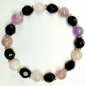 Elegant Black and Purple Beaded Bracelet - ML
